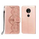 For Motorola Moto G7 Flower Vine Embossing Pattern Horizontal Flip Leather Case with Card Slot & Holder & Wallet & Lanyard(Rose Gold) - 1