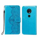 For Motorola Moto G7 Flower Vine Embossing Pattern Horizontal Flip Leather Case with Card Slot & Holder & Wallet & Lanyard(Blue) - 1