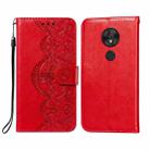 For Motorola Moto G7 Play(EU Version) Flower Vine Embossing Pattern Horizontal Flip Leather Case with Card Slot & Holder & Wallet & Lanyard(Red) - 1