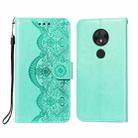 For Motorola Moto G7 Play(EU Version) Flower Vine Embossing Pattern Horizontal Flip Leather Case with Card Slot & Holder & Wallet & Lanyard(Green) - 1