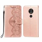 For Motorola Moto G7 Play(EU Version) Flower Vine Embossing Pattern Horizontal Flip Leather Case with Card Slot & Holder & Wallet & Lanyard(Rose Gold) - 1