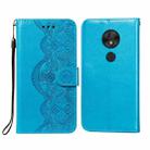 For Motorola Moto G7 Play(EU Version) Flower Vine Embossing Pattern Horizontal Flip Leather Case with Card Slot & Holder & Wallet & Lanyard(Blue) - 1