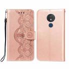 For Motorola Moto G7 Power Flower Vine Embossing Pattern Horizontal Flip Leather Case with Card Slot & Holder & Wallet & Lanyard(Rose Gold) - 1