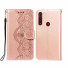 For Motorola Moto G8 Play Flower Vine Embossing Pattern Horizontal Flip Leather Case with Card Slot & Holder & Wallet & Lanyard(Rose Gold) - 1