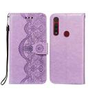 For Motorola Moto G8 Play Flower Vine Embossing Pattern Horizontal Flip Leather Case with Card Slot & Holder & Wallet & Lanyard(Purple) - 1