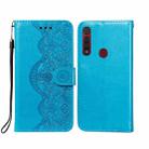 For Motorola Moto G8 Play Flower Vine Embossing Pattern Horizontal Flip Leather Case with Card Slot & Holder & Wallet & Lanyard(Blue) - 1