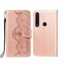 For Motorola Moto G8 Plus Flower Vine Embossing Pattern Horizontal Flip Leather Case with Card Slot & Holder & Wallet & Lanyard(Rose Gold) - 1