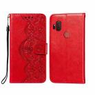 For Motorola Moto One Hyper Flower Vine Embossing Pattern Horizontal Flip Leather Case with Card Slot & Holder & Wallet & Lanyard(Red) - 1