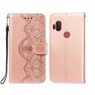 For Motorola Moto One Hyper Flower Vine Embossing Pattern Horizontal Flip Leather Case with Card Slot & Holder & Wallet & Lanyard(Rose Gold) - 1