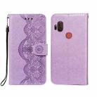 For Motorola Moto One Hyper Flower Vine Embossing Pattern Horizontal Flip Leather Case with Card Slot & Holder & Wallet & Lanyard(Purple) - 1