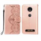 For Motorola Moto Z4 Play Flower Vine Embossing Pattern Horizontal Flip Leather Case with Card Slot & Holder & Wallet & Lanyard(Rose Gold) - 1