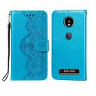 For Motorola Moto Z4 Play Flower Vine Embossing Pattern Horizontal Flip Leather Case with Card Slot & Holder & Wallet & Lanyard(Blue) - 1