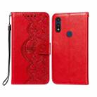 For Motorola Moto E(2020) / E7 Flower Vine Embossing Pattern Horizontal Flip Leather Case with Card Slot & Holder & Wallet & Lanyard(Red) - 1