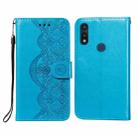 For Motorola Moto E(2020) / E7 Flower Vine Embossing Pattern Horizontal Flip Leather Case with Card Slot & Holder & Wallet & Lanyard(Blue) - 1