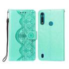 For Motorola Moto G8 Power Lite Flower Vine Embossing Pattern Horizontal Flip Leather Case with Card Slot & Holder & Wallet & Lanyard(Green) - 1