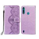 For Motorola Moto G8 Power Lite Flower Vine Embossing Pattern Horizontal Flip Leather Case with Card Slot & Holder & Wallet & Lanyard(Purple) - 1