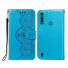 For Motorola Moto G8 Power Lite Flower Vine Embossing Pattern Horizontal Flip Leather Case with Card Slot & Holder & Wallet & Lanyard(Blue) - 1