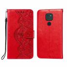 For Motorola Moto G9 Play / G9 Flower Vine Embossing Pattern Horizontal Flip Leather Case with Card Slot & Holder & Wallet & Lanyard(Red) - 1