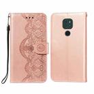 For Motorola Moto G9 Play / G9 Flower Vine Embossing Pattern Horizontal Flip Leather Case with Card Slot & Holder & Wallet & Lanyard(Rose Gold) - 1