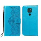 For Motorola Moto G9 Play / G9 Flower Vine Embossing Pattern Horizontal Flip Leather Case with Card Slot & Holder & Wallet & Lanyard(Blue) - 1