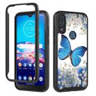 For Motorola Moto E (2020) 3 in 1 Card PC + TPU Shockproof Protective Case(Blue Butterfly) - 1