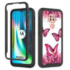 For Motorola Moto G9 Play 3 in 1 Card PC + TPU Shockproof Protective Case(Rose Red Butterfly) - 1