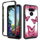 For LG K40S 3 in 1 Card PC + TPU Shockproof Protective Case(Rose Red Butterfly) - 1