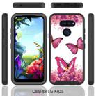 For LG K40S 3 in 1 Card PC + TPU Shockproof Protective Case(Rose Red Butterfly) - 2