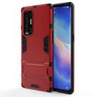 For OPPO Reno5 Pro Plus PC + TPU Shockproof Protective Case with Holder(Red) - 1