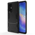 For OPPO Reno5 Pro Plus PC + TPU Shockproof Protective Case with Holder(Black) - 1