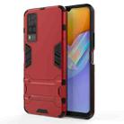 For Vivo Y51(2020 India) PC + TPU Shockproof Protective Case with Holder(Red) - 1