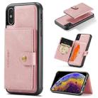 For iPhone X / XS JEEHOOD Retro Magnetic Detachable Protective Case with Wallet & Card Slot & Holder(Pink) - 1