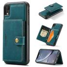 For iPhone XR JEEHOOD Retro Magnetic Detachable Protective Case with Wallet & Card Slot & Holder(Blue) - 1