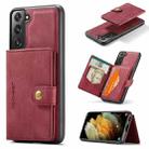 For Samsung Galaxy S21 5G JEEHOOD Retro Magnetic Detachable Protective Case with Wallet & Card Slot & Holder(Red) - 1