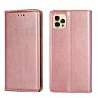 For iPhone 12 Pro Max PU + TPU Gloss Oil Solid Color Magnetic Horizontal Flip Leather Case with Holder & Card Slot & Wallet(Gold) - 1