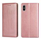 For iPhone X / XS PU + TPU Gloss Oil Solid Color Magnetic Horizontal Flip Leather Case with Holder & Card Slot & Wallet(Gold) - 1