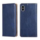 For iPhone X / XS PU + TPU Gloss Oil Solid Color Magnetic Horizontal Flip Leather Case with Holder & Card Slot & Wallet(Blue) - 1