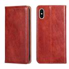 For iPhone X / XS PU + TPU Gloss Oil Solid Color Magnetic Horizontal Flip Leather Case with Holder & Card Slot & Wallet(Brown) - 1