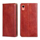 For iPhone XR PU + TPU Gloss Oil Solid Color Magnetic Horizontal Flip Leather Case with Holder & Card Slot & Wallet(Brown) - 1