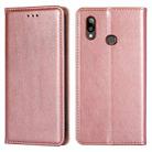 For Samsung Galaxy A10s PU + TPU Gloss Oil Solid Color Magnetic Horizontal Flip Leather Case with Holder & Card Slot & Wallet(Rose Gold) - 1