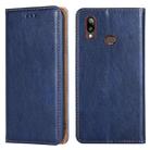 For Samsung Galaxy A10s PU + TPU Gloss Oil Solid Color Magnetic Horizontal Flip Leather Case with Holder & Card Slot & Wallet(Blue) - 1