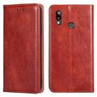 For Samsung Galaxy A10s PU + TPU Gloss Oil Solid Color Magnetic Horizontal Flip Leather Case with Holder & Card Slot & Wallet(Brown) - 1