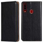 For Samsung Galaxy A20s PU + TPU Gloss Oil Solid Color Magnetic Horizontal Flip Leather Case with Holder & Card Slot & Wallet(Black) - 1