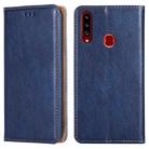 For Samsung Galaxy A20s PU + TPU Gloss Oil Solid Color Magnetic Horizontal Flip Leather Case with Holder & Card Slot & Wallet(Blue) - 1