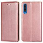 For Samsung Galaxy A50 PU + TPU Gloss Oil Solid Color Magnetic Horizontal Flip Leather Case with Holder & Card Slot & Wallet(Rose Gold) - 1