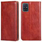 For Samsung Galaxy A51 4G PU + TPU Gloss Oil Solid Color Magnetic Horizontal Flip Leather Case with Holder & Card Slot & Wallet(Brown) - 1