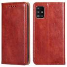 For Samsung Galaxy A51 5G PU + TPU Gloss Oil Solid Color Magnetic Horizontal Flip Leather Case with Holder & Card Slot & Wallet(Brown) - 1