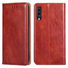 For Samsung Galaxy A70 PU + TPU Gloss Oil Solid Color Magnetic Horizontal Flip Leather Case with Holder & Card Slot & Wallet(Brown) - 1