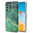 For Huawei P40 TPU Glossy Marble Pattern IMD Protective Case(Emerald Green) - 1