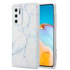 For Huawei P40 TPU Glossy Marble Pattern IMD Protective Case(White) - 1